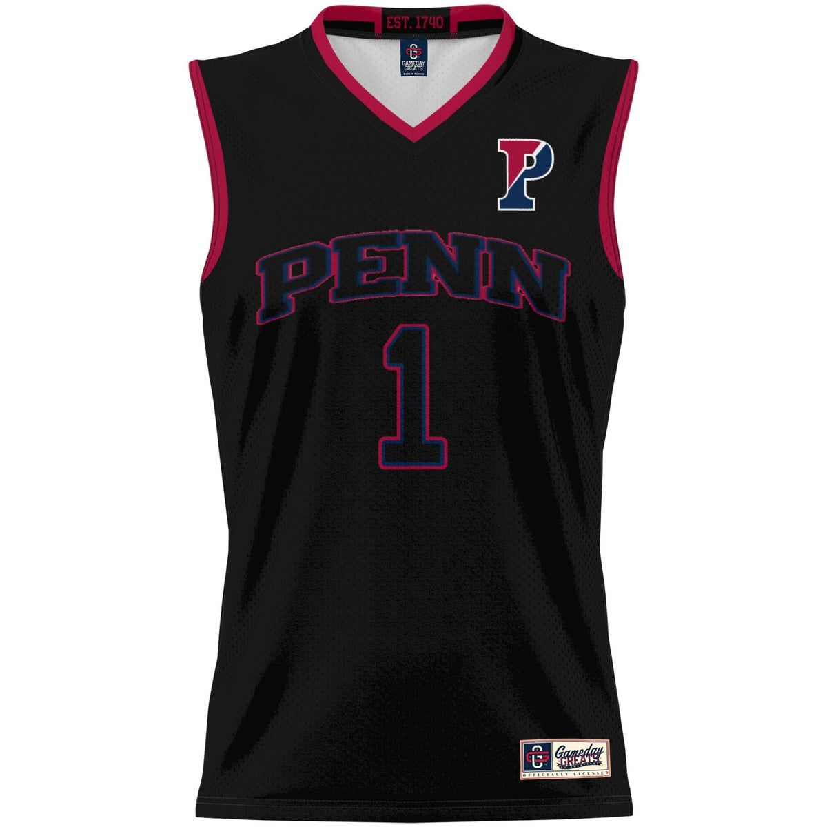 #1 Pennsylvania Quakers Lightweight Basketball Jersey - Black