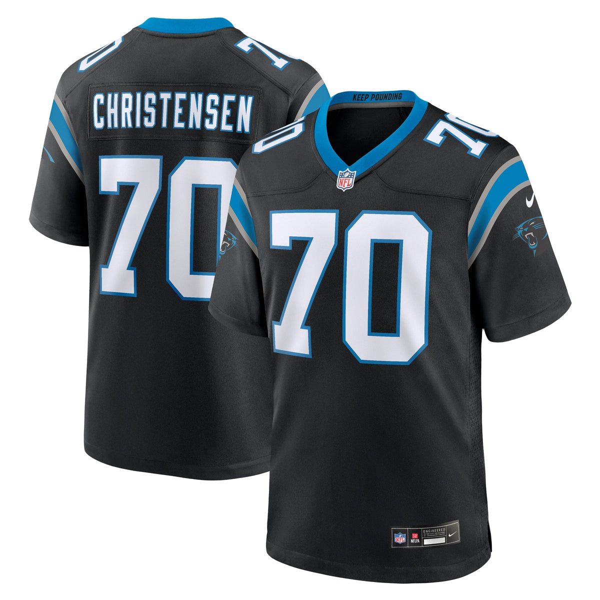 Carolina Panthers Brady Christensen Black Team Game Football Jersey