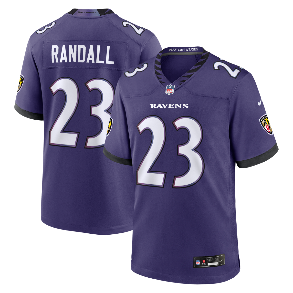 Baltimore Ravens Adam Randall Purple Team Game Football Jersey