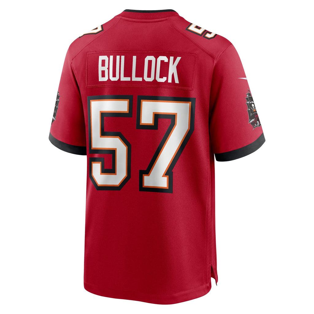 Tampa Bay Buccaneers John Bullock Red Team Game Football Jersey