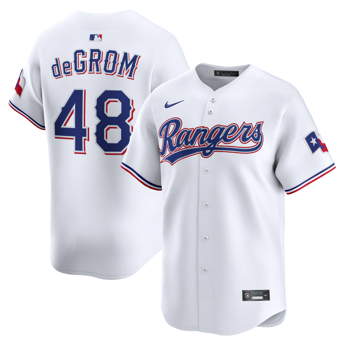 Texas Rangers Jacob deGrom White Home Limited Baseball Jersey