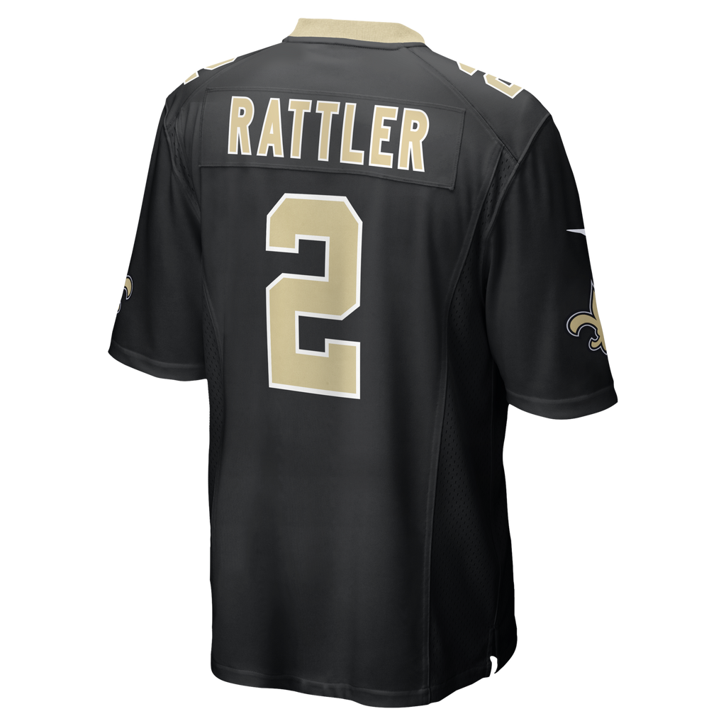 New Orleans Saints Spencer Rattler Black Team Game Football Jersey