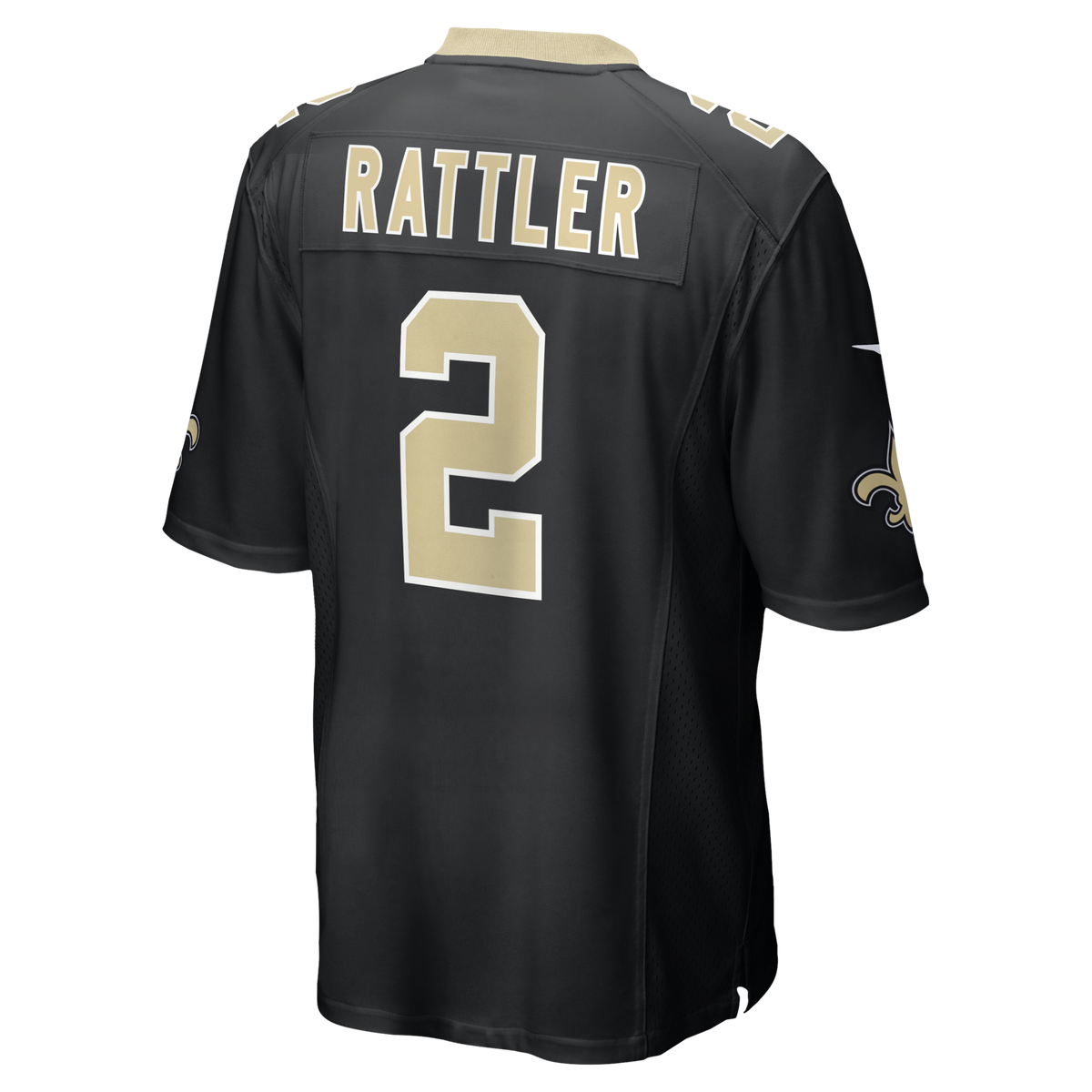 New Orleans Saints Spencer Rattler Black Team Game Football Jersey