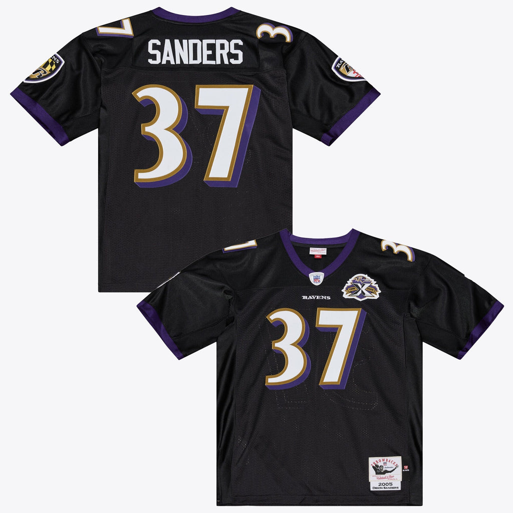 Baltimore Ravens Deion Sanders Black 2005 Throwback Football Jersey