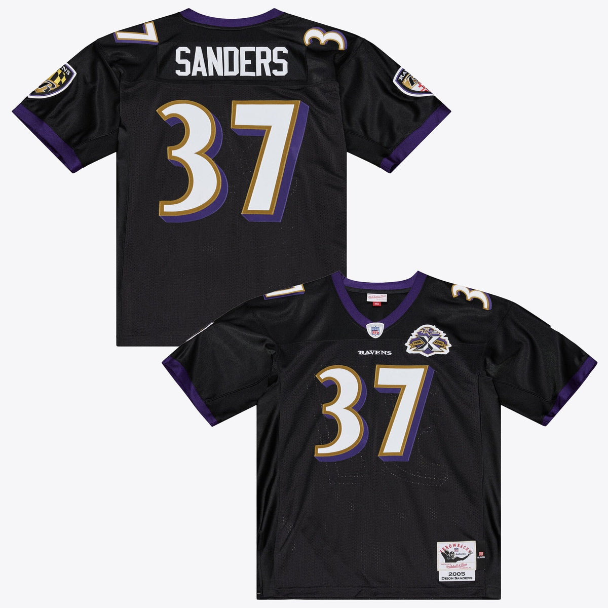 Baltimore Ravens Deion Sanders Black 2005 Throwback Football Jersey
