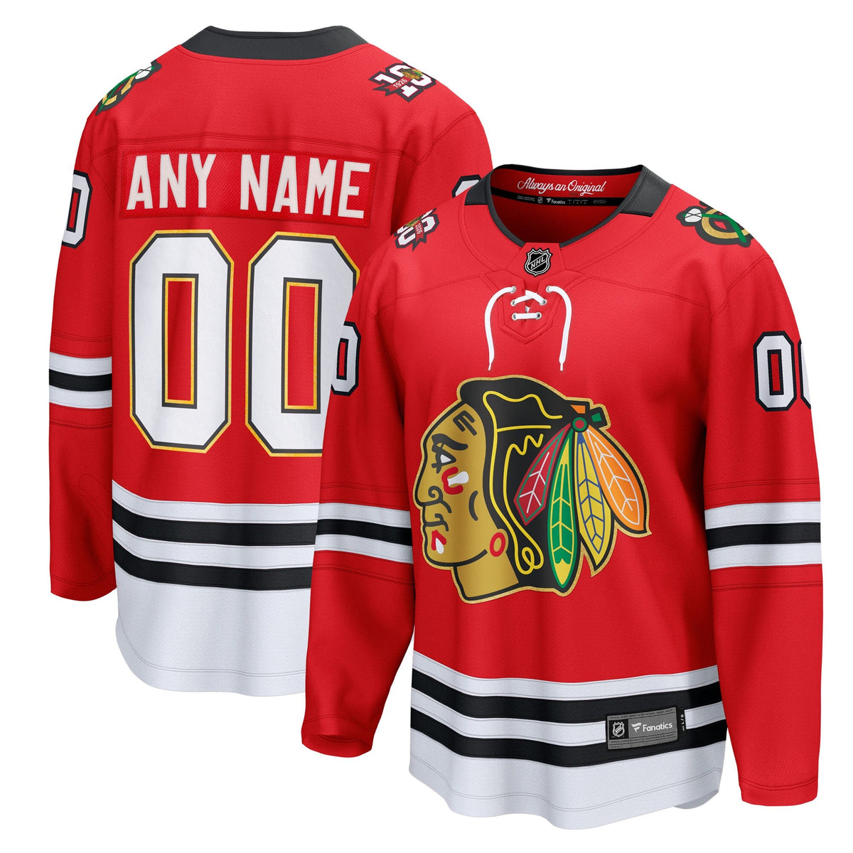 Chicago Blackhawks Red Centennial Breakaway Custom Hockey Jersey