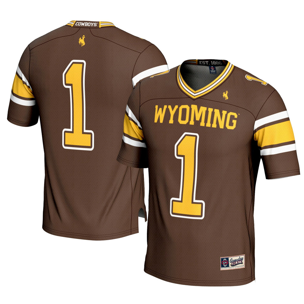 #1 Brown Wyoming Cowboys Football Jersey