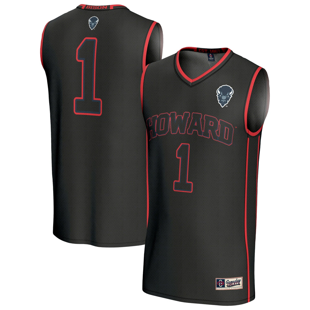 Howard Bison Lightweight Collegiate Basketball Fashion Jersey - Black