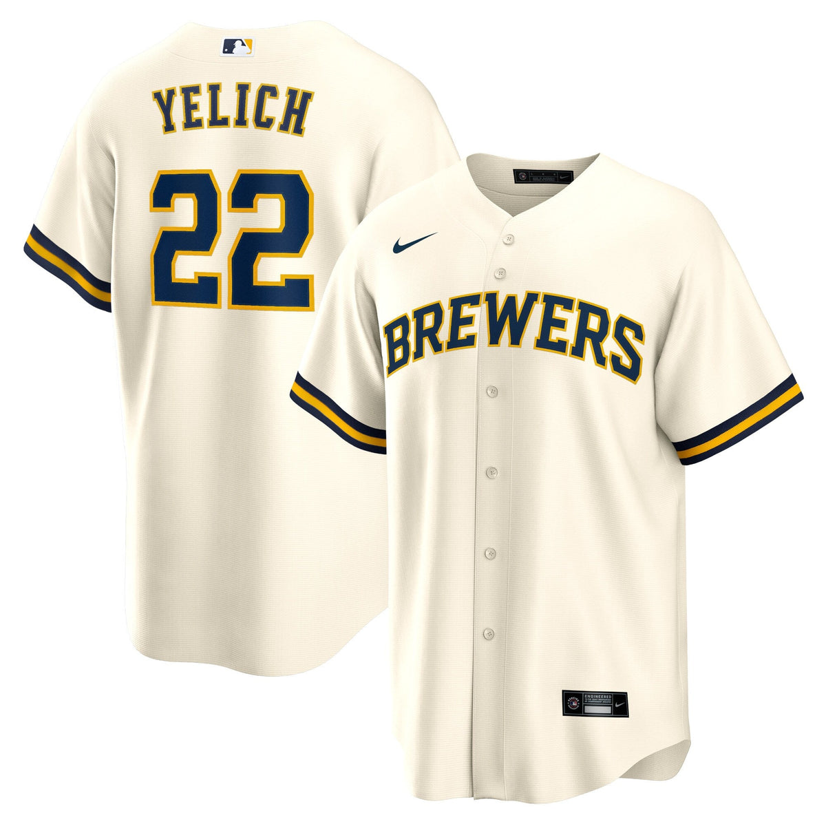Milwaukee Brewers Christian Yelich Cream Home Replica Player Baseball Jersey