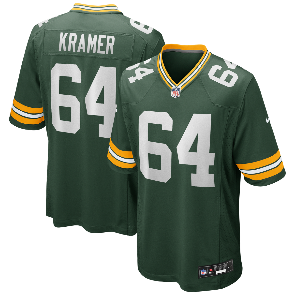 Green Bay Packers Jerry Kramer Green Game Retired Player Football Jersey