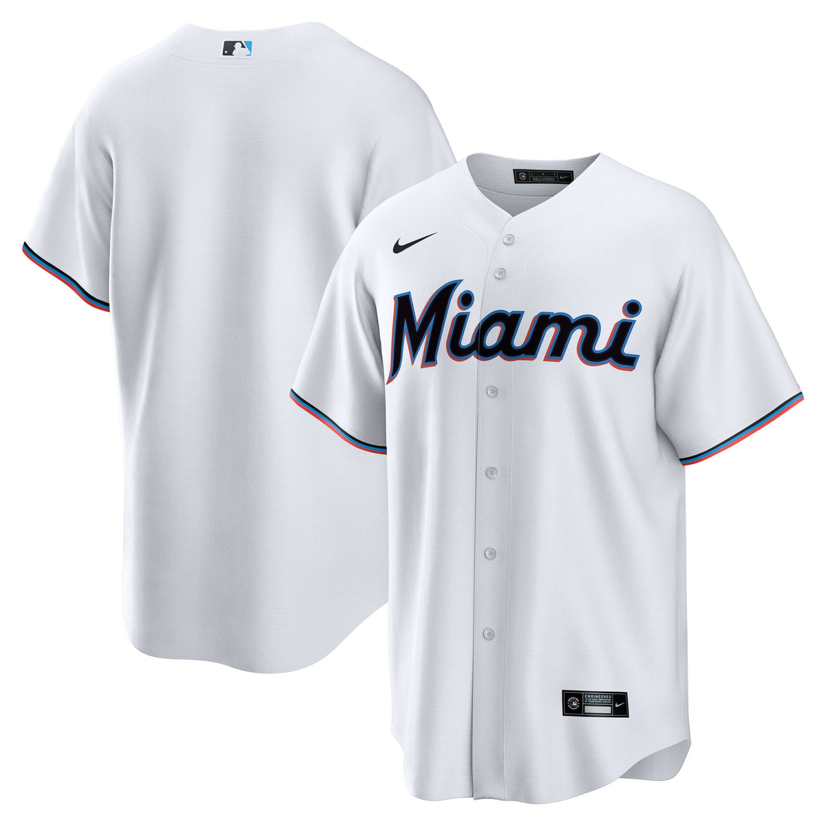 Miami Marlins White Home Big & Tall Replica Baseball Jersey