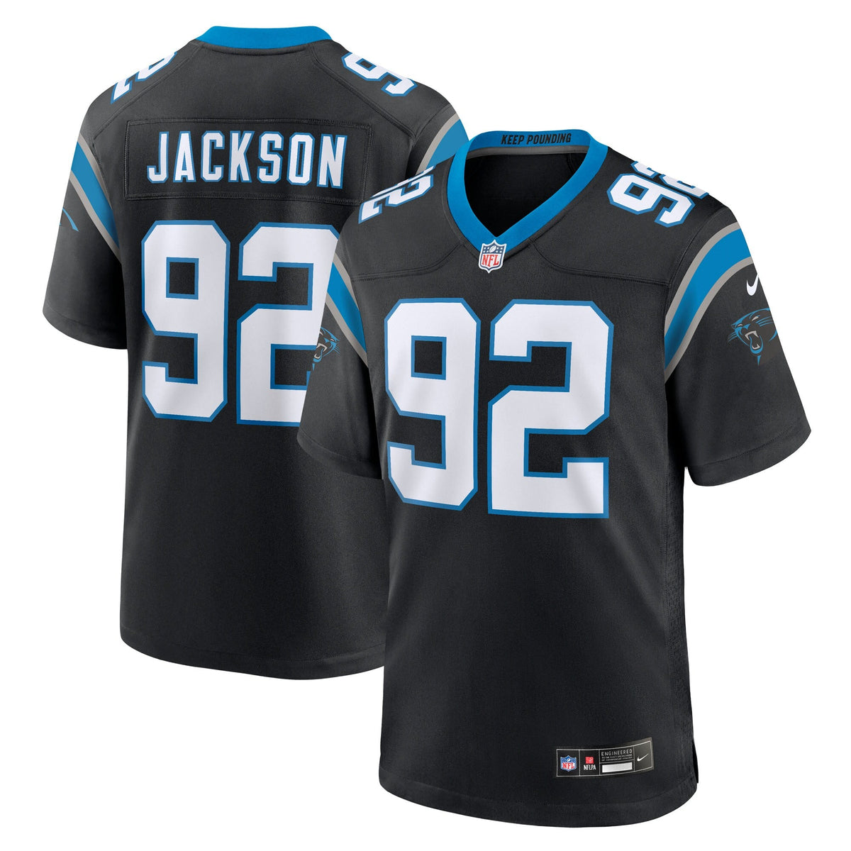 Carolina Panthers Cam Jackson Black Team Game Football Jersey