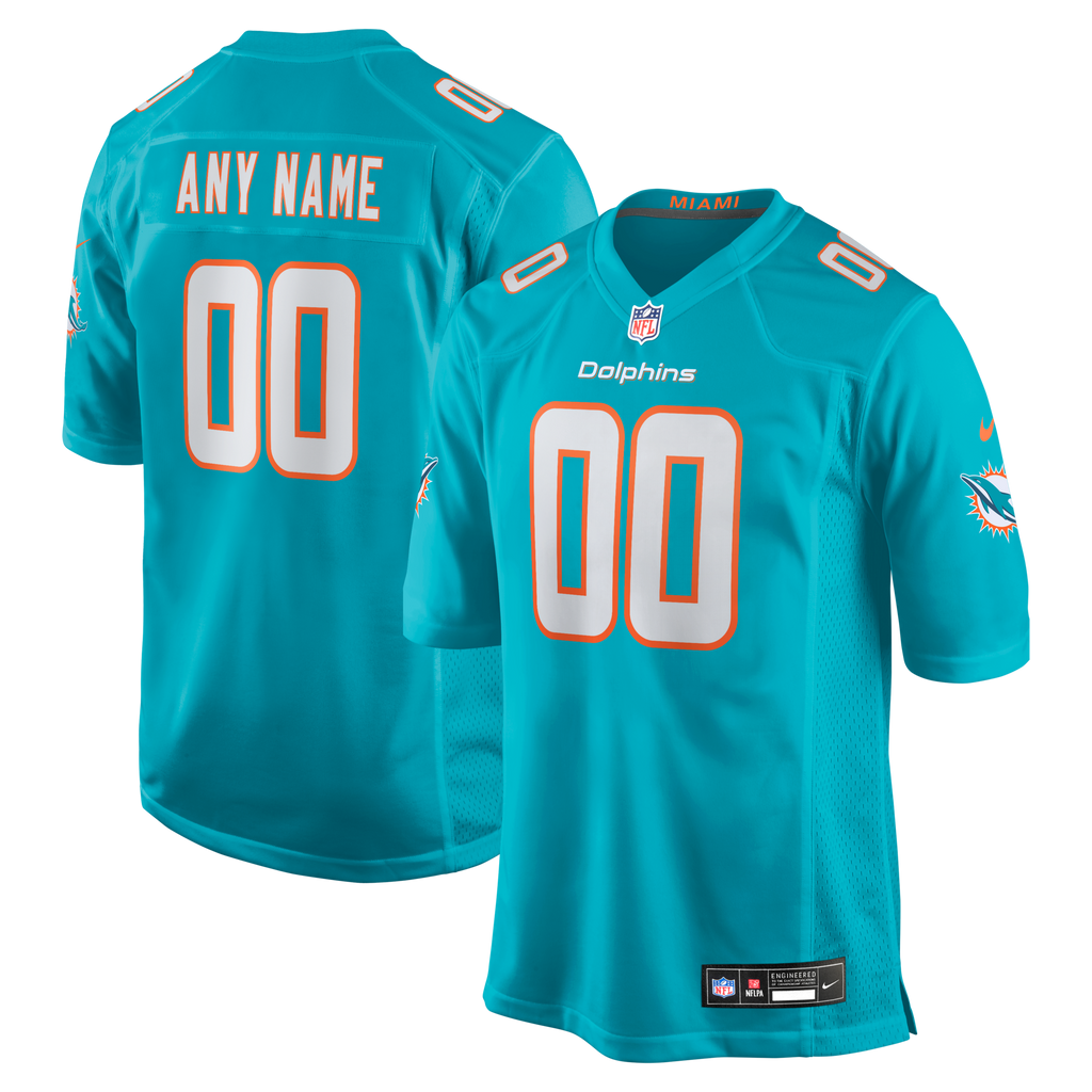 Miami Dolphins Aqua Custom Game Football Jersey