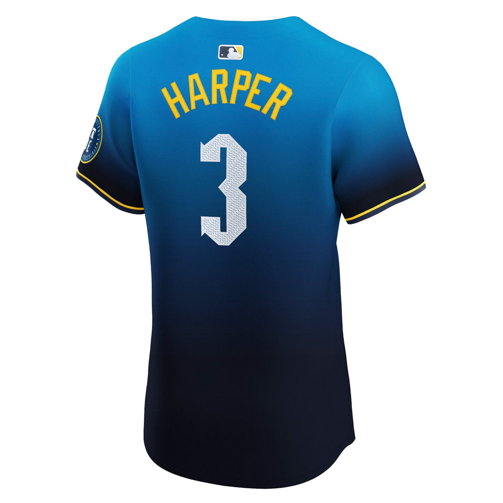Philadelphia Phillies Bryce Harper Navy City Connect Elite Baseball Jersey