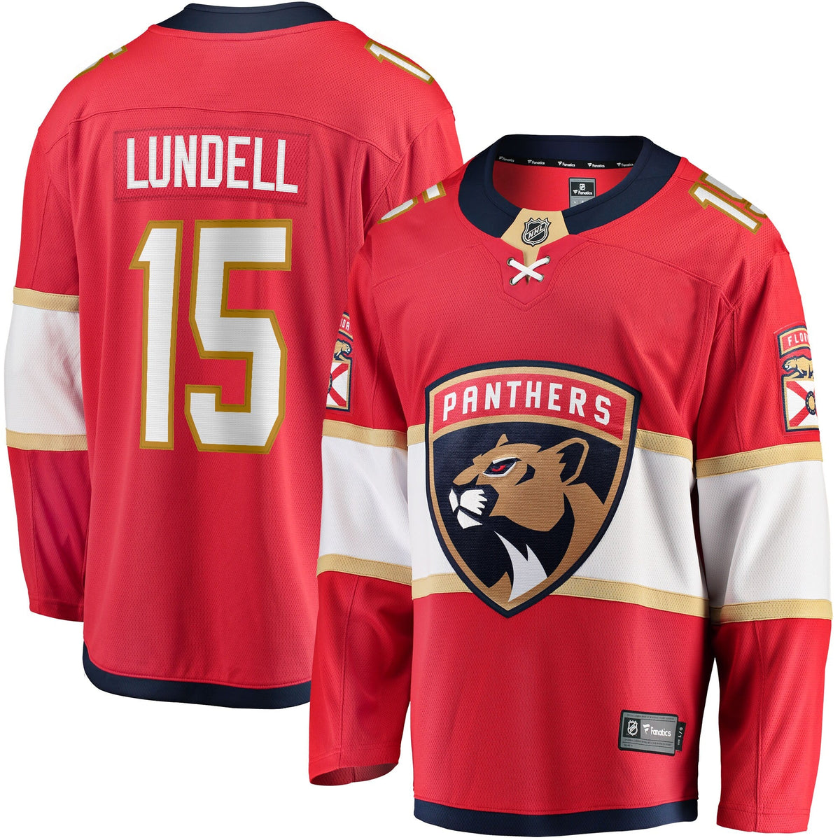 Florida Panthers Anton Lundell Red Home Breakaway Player Hockey Jersey