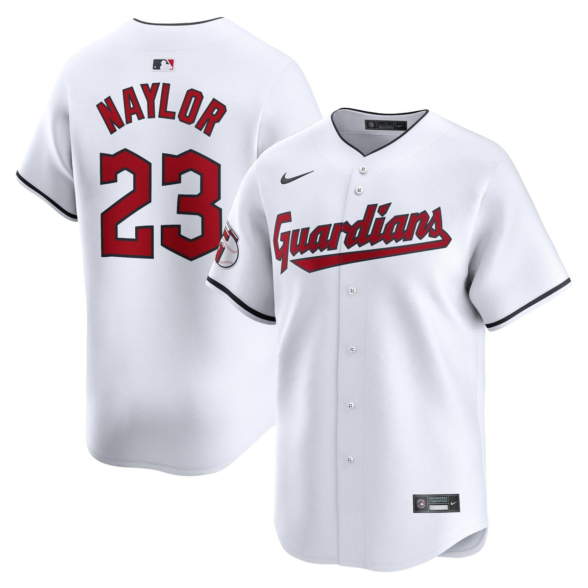 Cleveland Guardians Bo Naylor White Home Limited Player Baseball Jersey