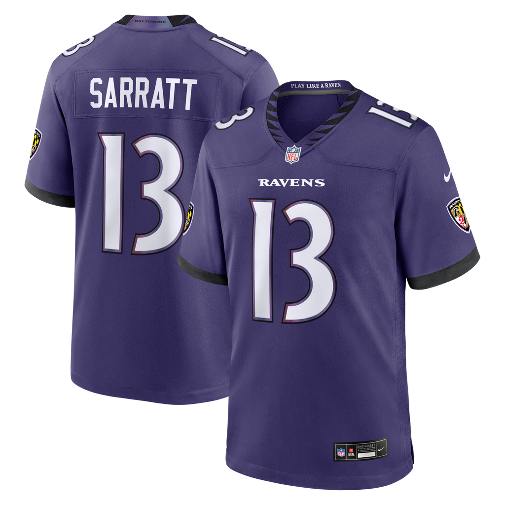 Baltimore Ravens Elijah Sarratt Purple Team Game Football Jersey