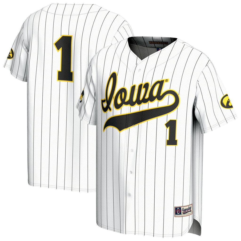 White Iowa Hawkeyes Lightweight Collegiate Baseball Fashion Jersey