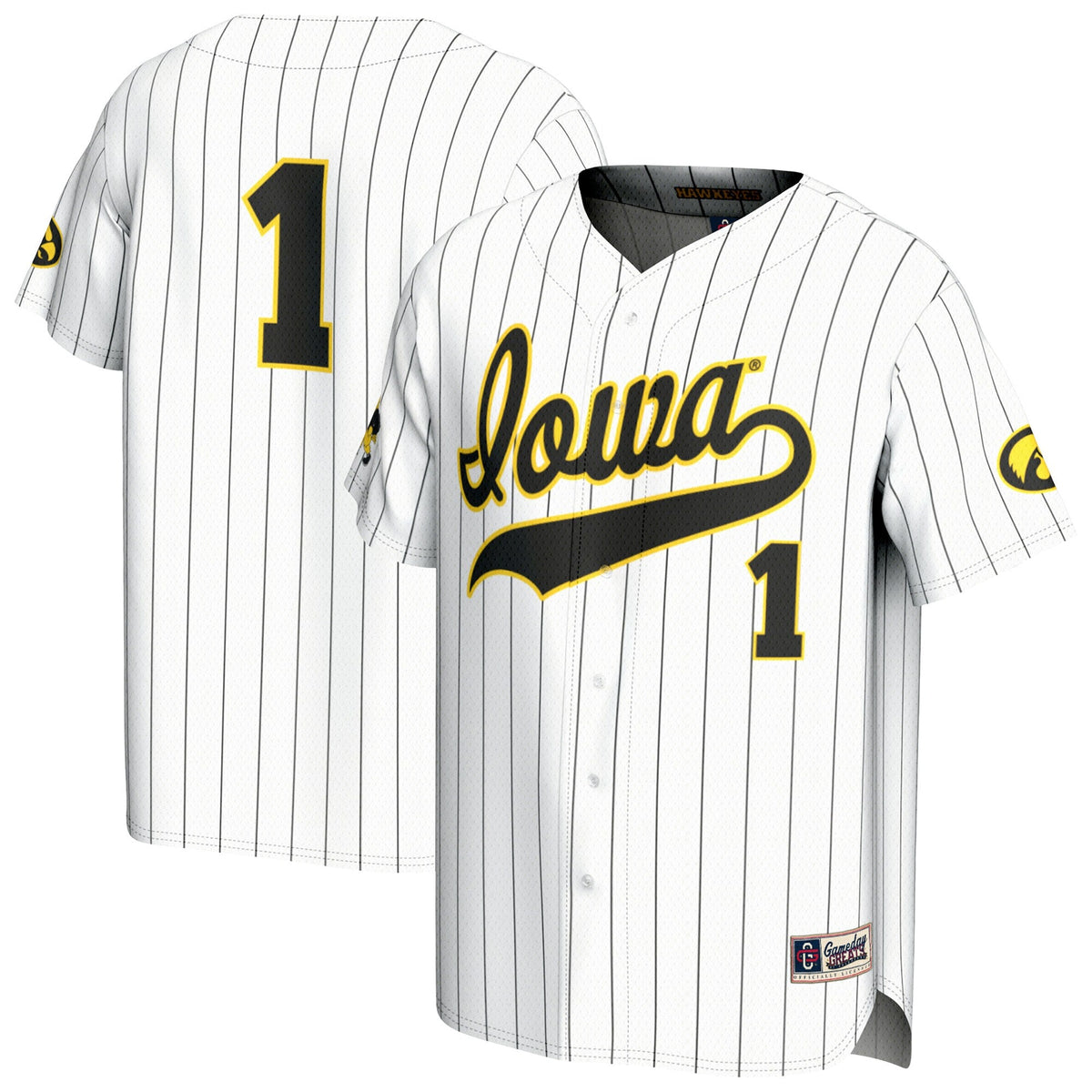 White Iowa Hawkeyes Lightweight Collegiate Baseball Fashion Jersey