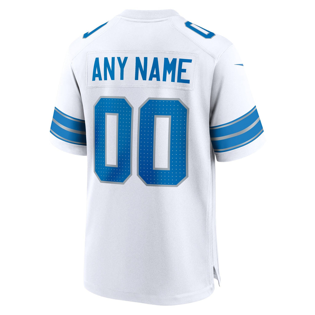 Detroit Lions White Custom Game Football Jersey