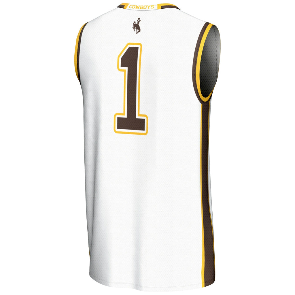 #1 White Wyoming Cowboys Lightweight Basketball Jersey