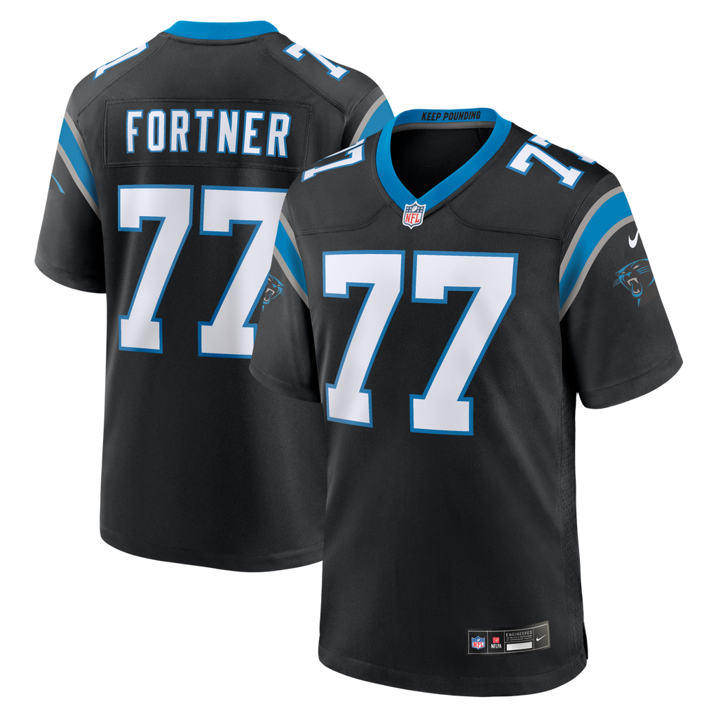 Carolina Panthers Luke Fortner Black Team Game Football Jersey