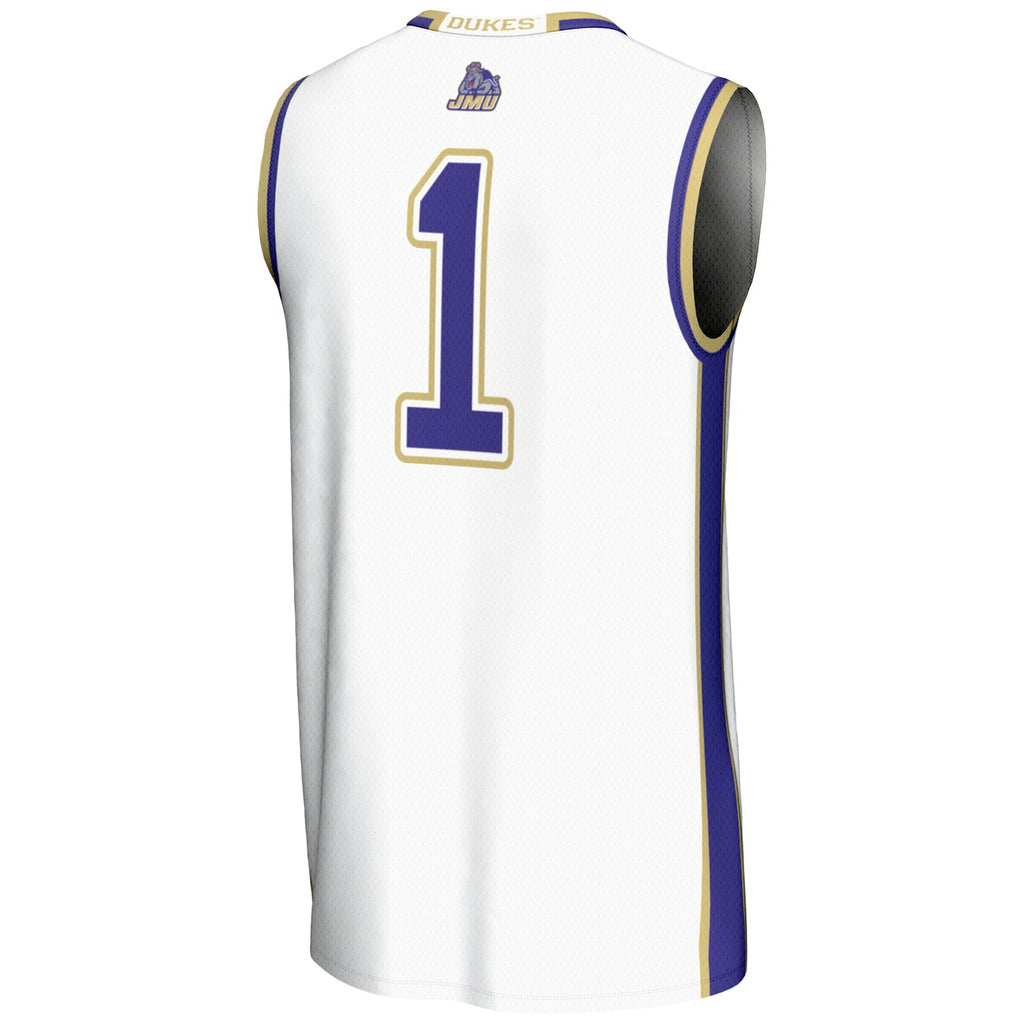 #1 James Madison Dukes Lightweight Basketball Jersey - White
