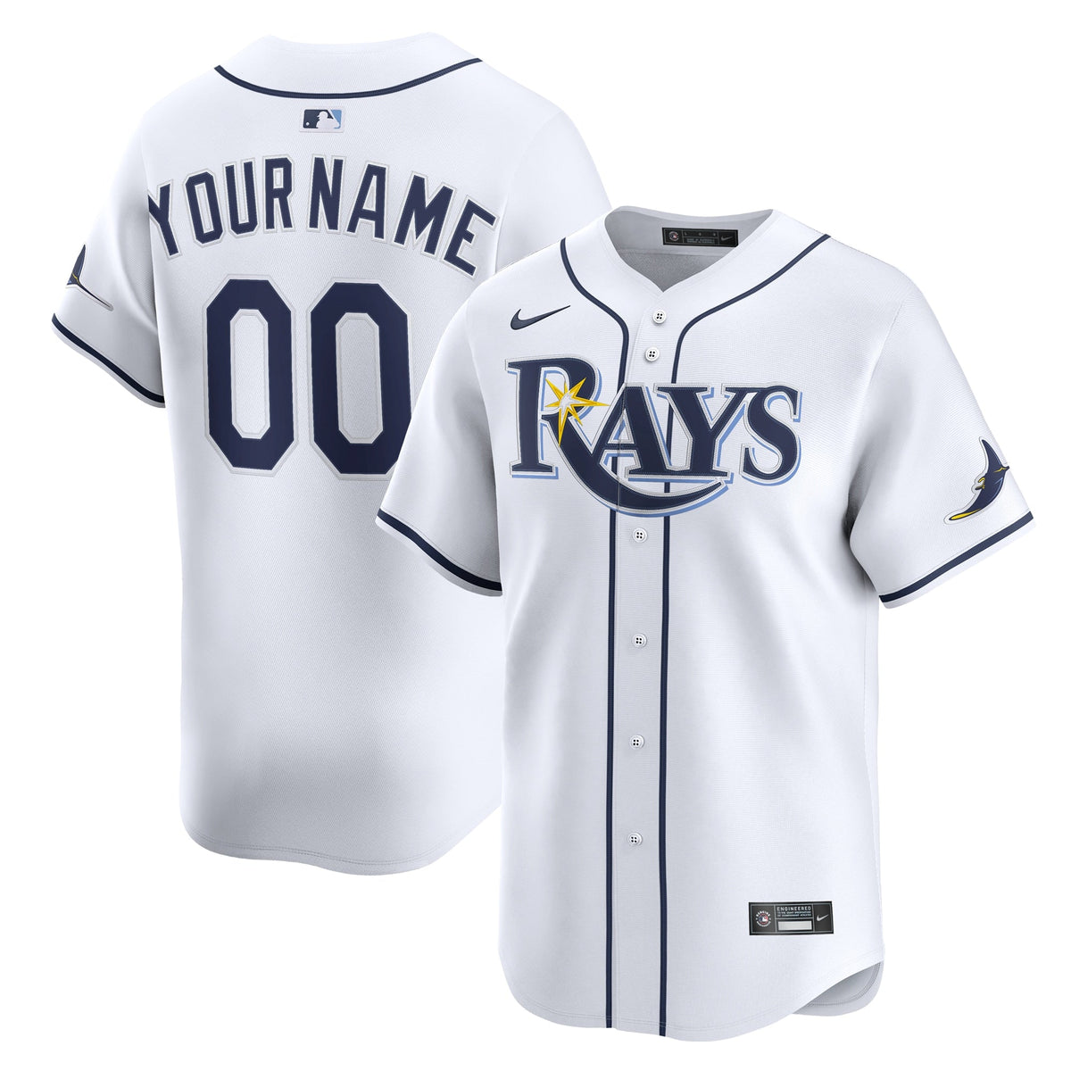 Tampa Bay Rays White Home Limited Custom Baseball Jersey