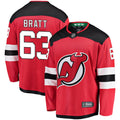 New Hockey Jersey Devils Jesper Bratt Red Home Breakaway Player Jersey