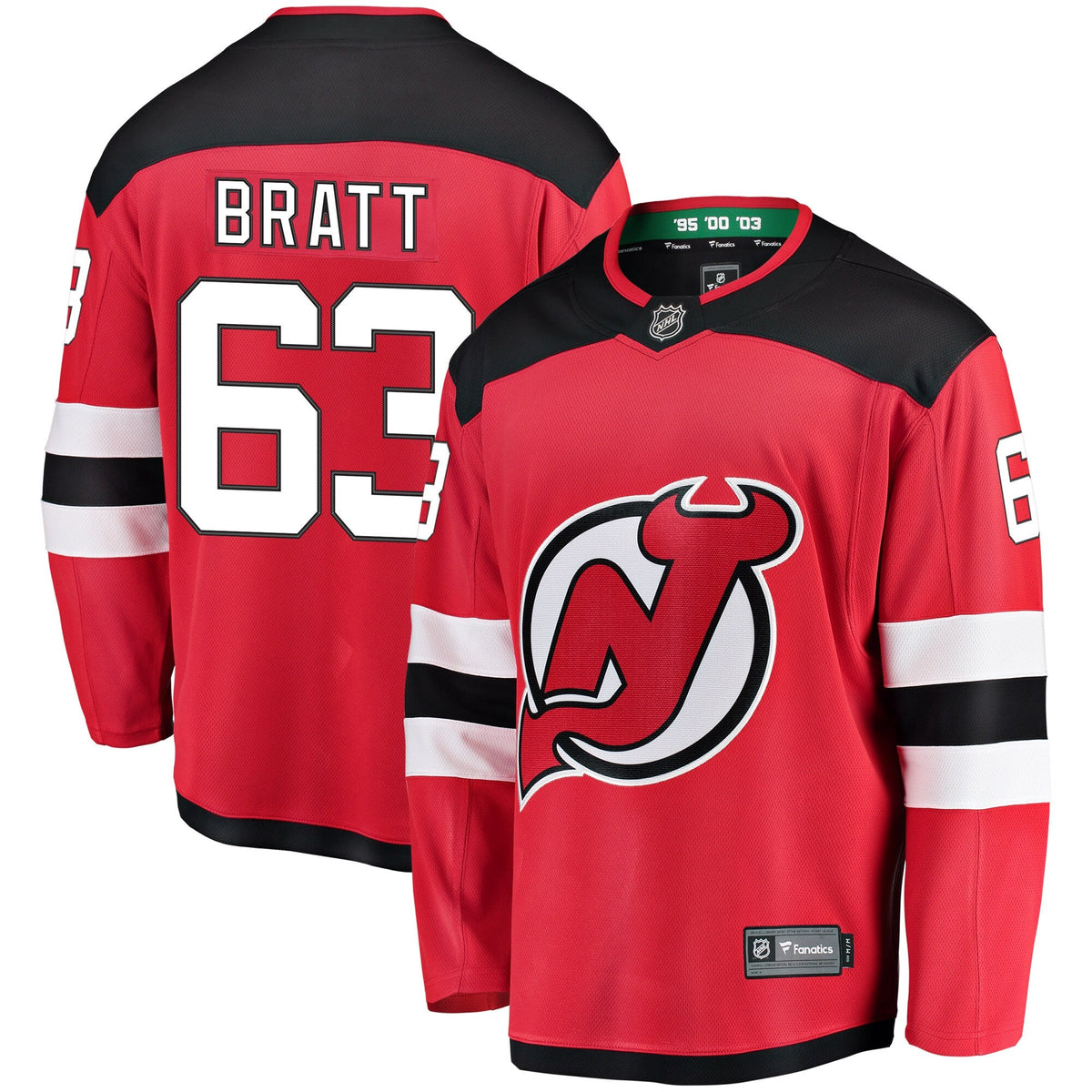 New Hockey Jersey Devils Jesper Bratt Red Home Breakaway Player Jersey