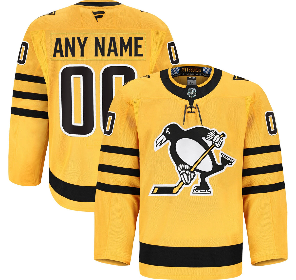 Pittsburgh Penguins Gold Alternate Pro Custom Jersey