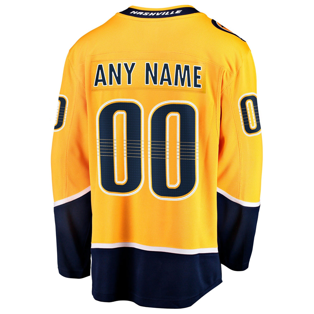 Nashville Predators Gold Home Breakaway Custom Hockey Jersey
