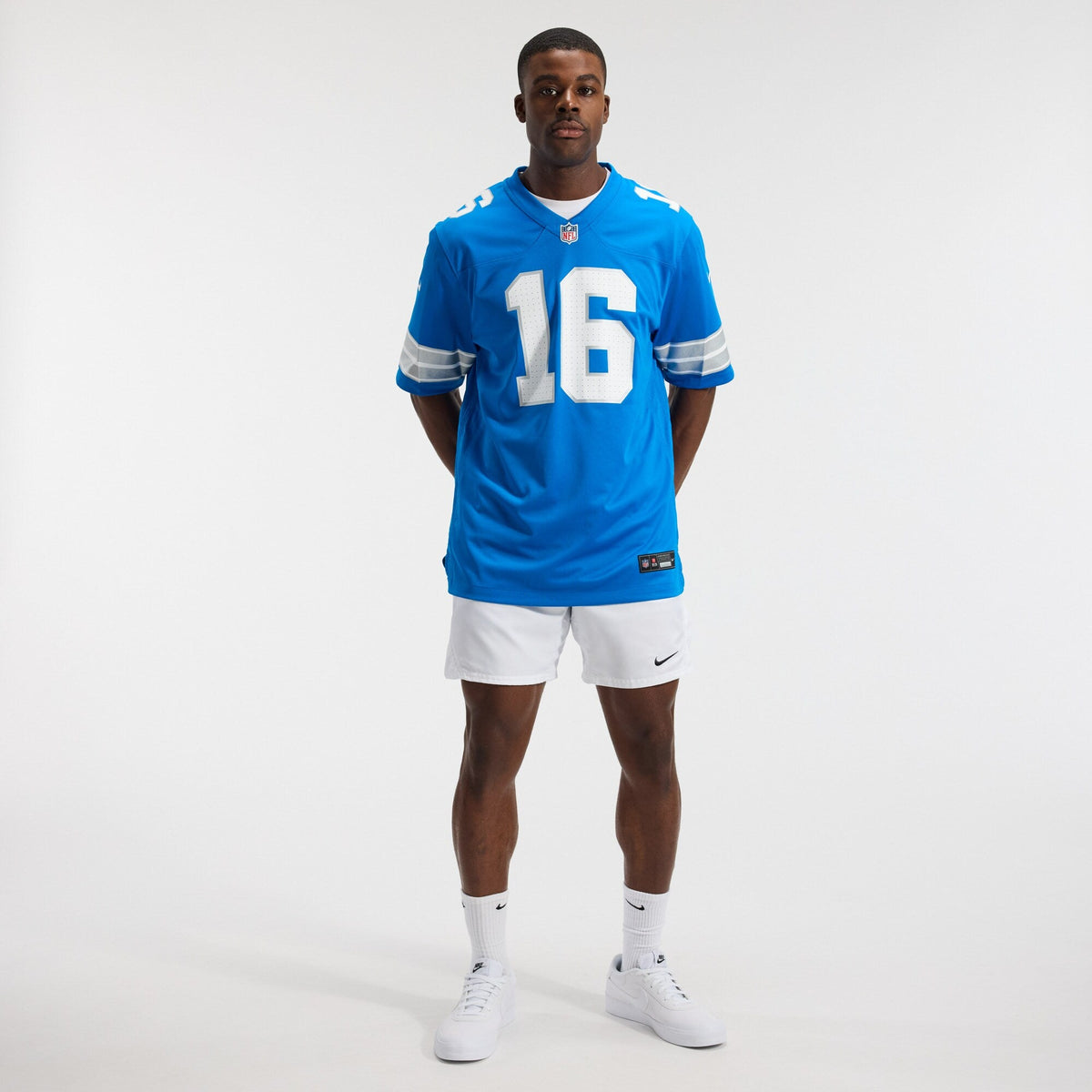 Detroit Lions Jared Goff Blue Game Football Jersey