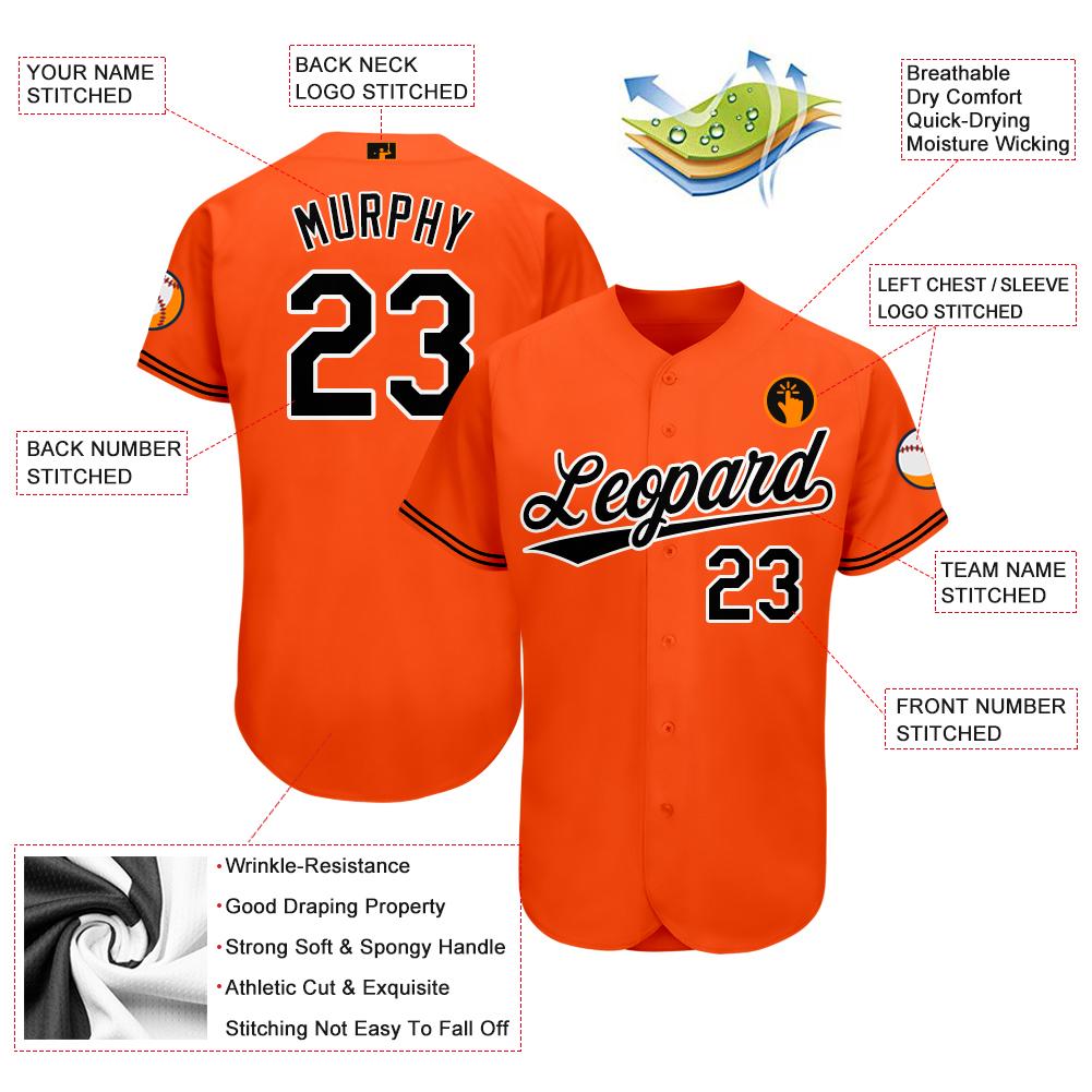 Custom Baseball Jersey - Orange Black-White