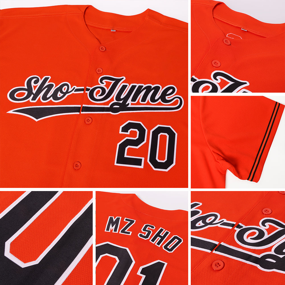 Custom Baseball Jersey - Orange Black-White