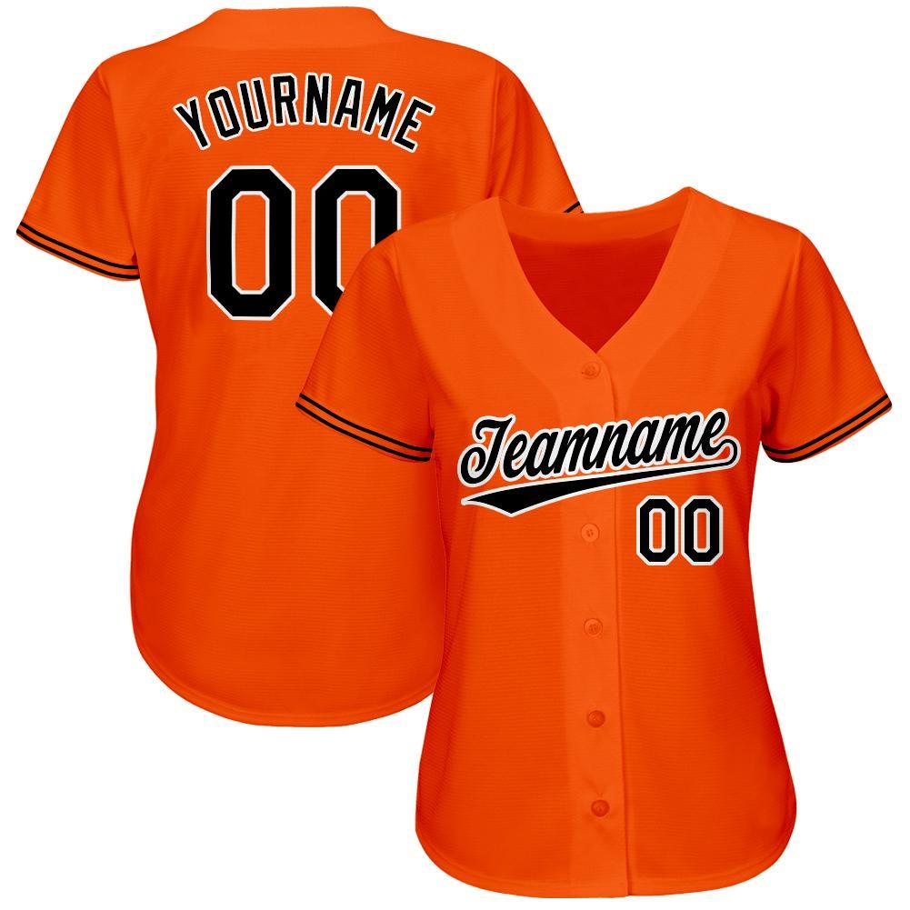 Custom Baseball Jersey - Orange Black-White