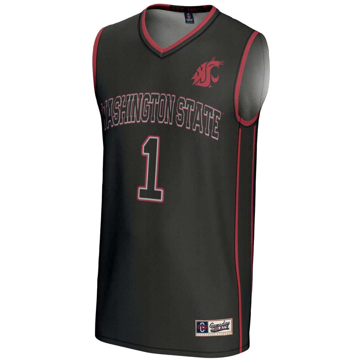 #1 Washington State Cougars Lightweight Basketball Jersey - Black
