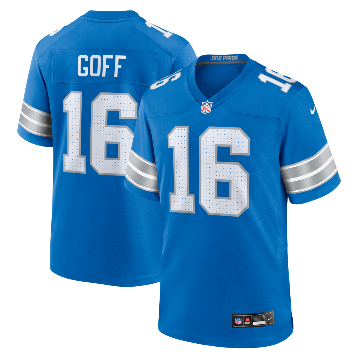 Detroit Lions Jared Goff Blue Game Football Jersey