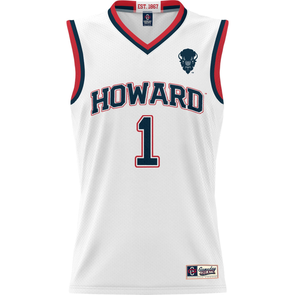 #1 White Howard Bison Lightweight Basketball Jersey