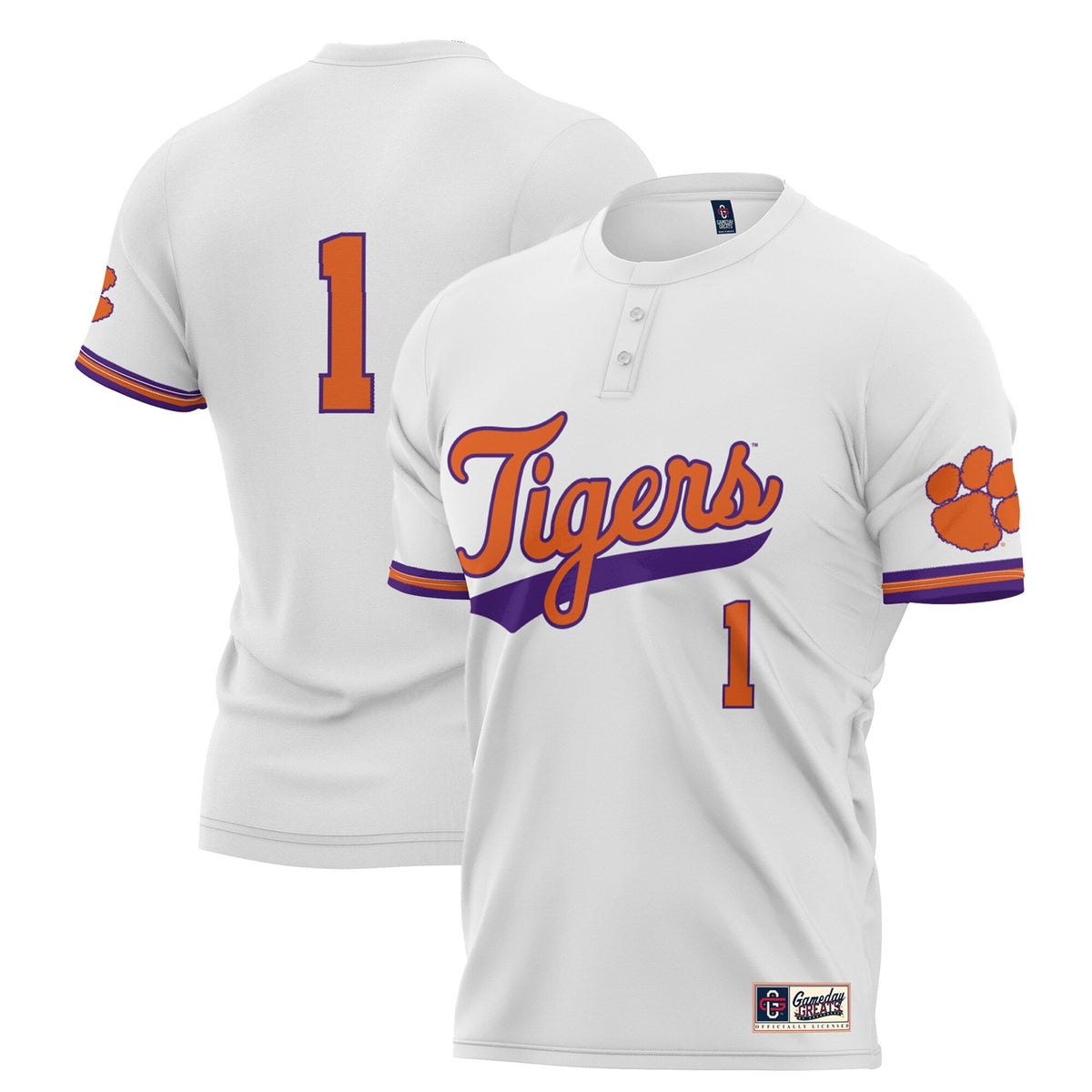 #1 Clemson Tigers Lightweight Softball Jersey - White