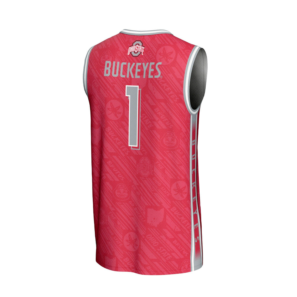 #1 Scarlet Ohio State Buckeyes Lightweight Highlight Print Basketball Jersey