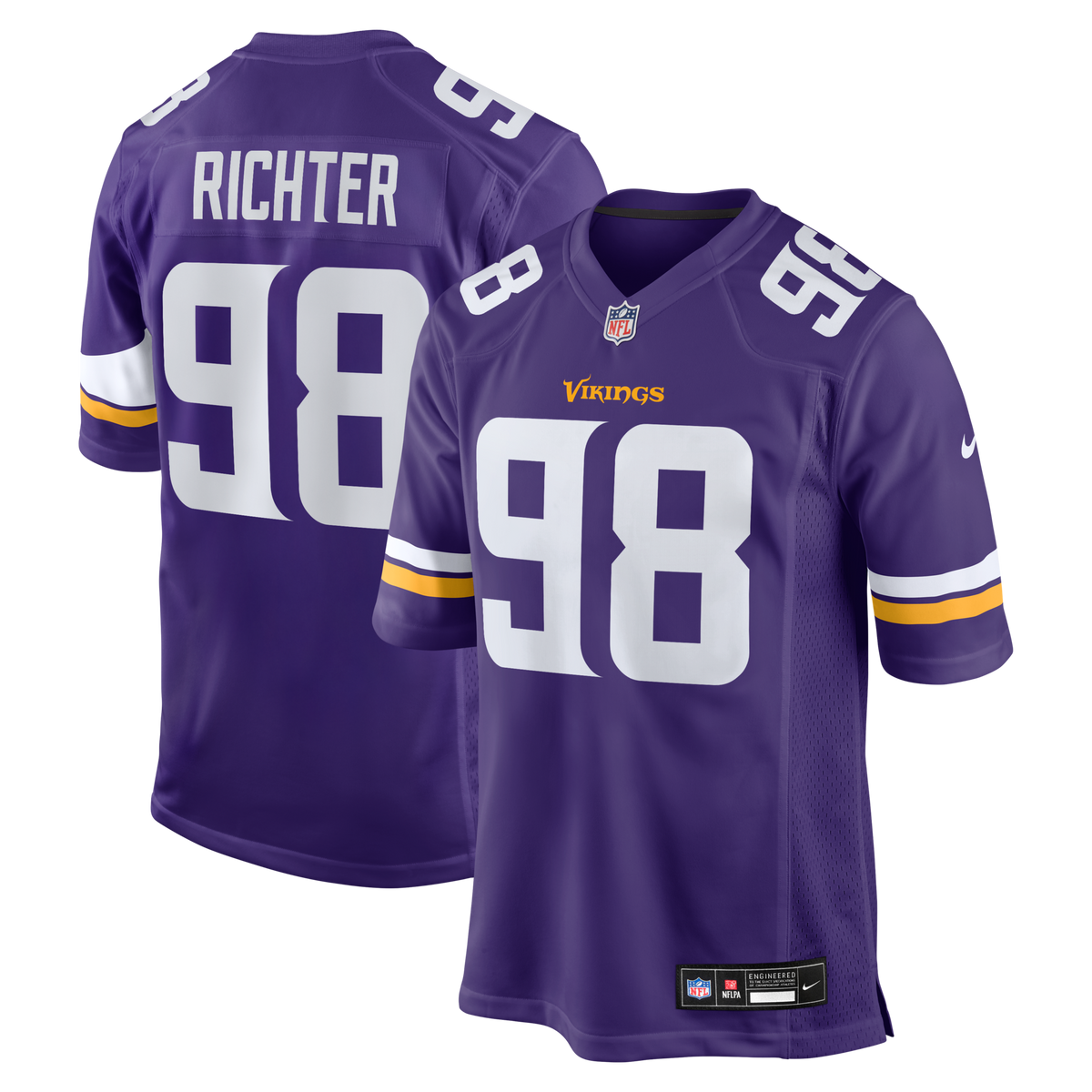 Minnesota Vikings Bo Richter Purple Team Game Football Jersey