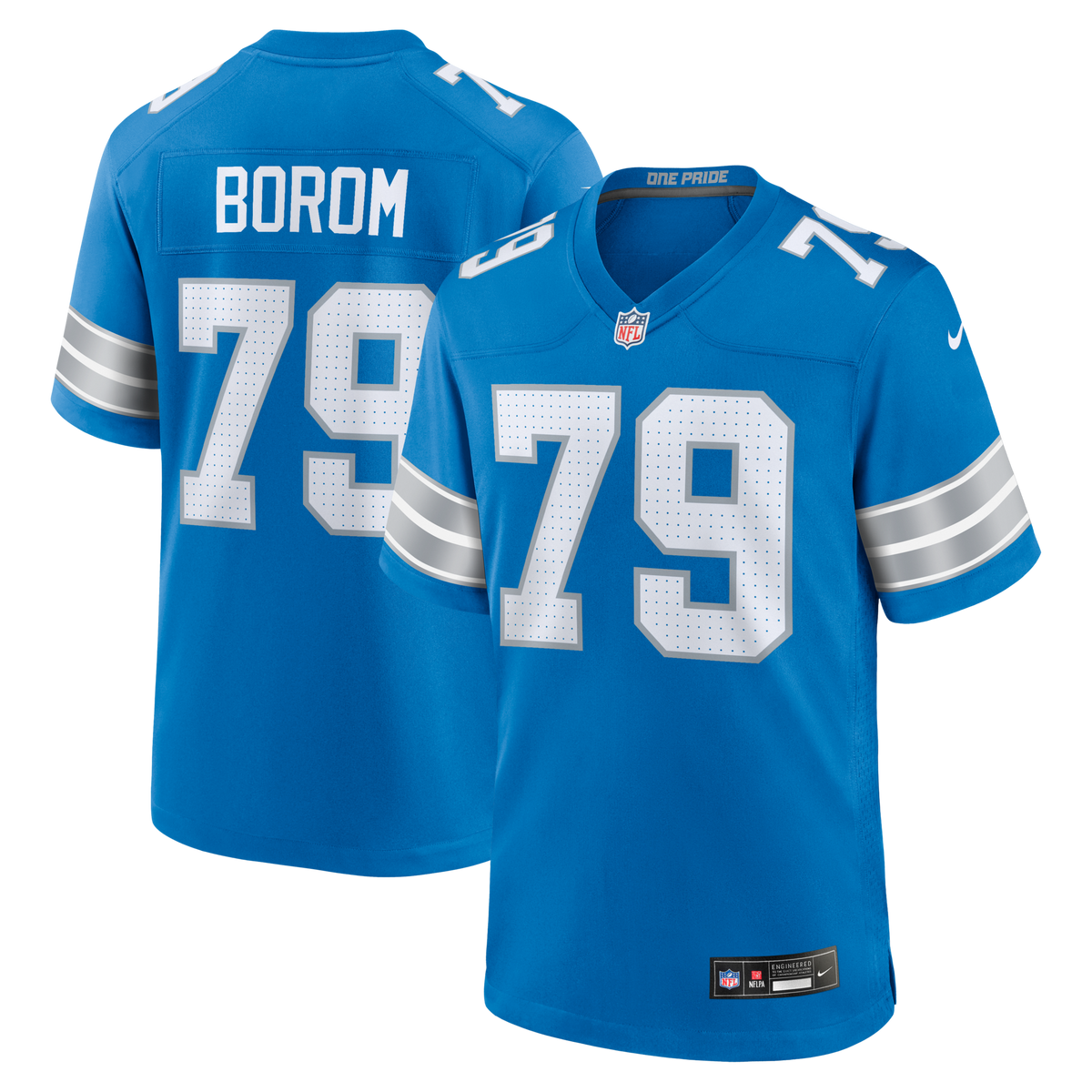Detroit Lions Larry Borom Blue Team Game Football Jersey