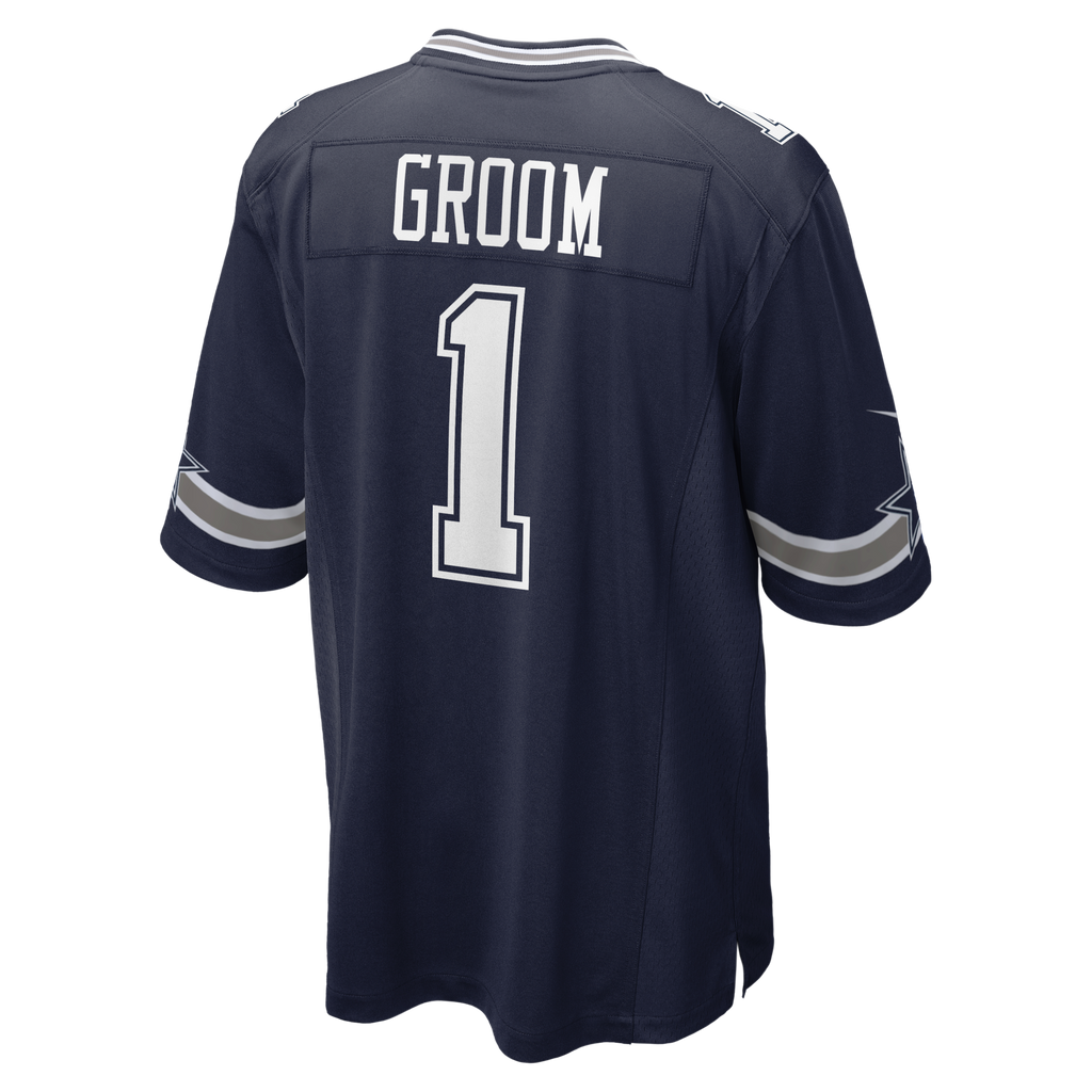 Dallas Cowboys Number 1 Groom Navy Game Football Jersey