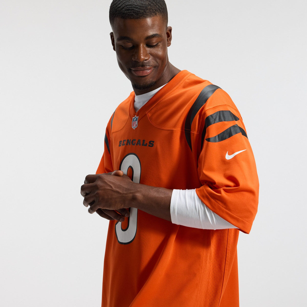 Cincinnati Bengals Joe Burrow Orange Alternate Game Football Jersey