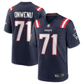 New England Patriots Mike Onwenu Navy Team Game Football Jersey