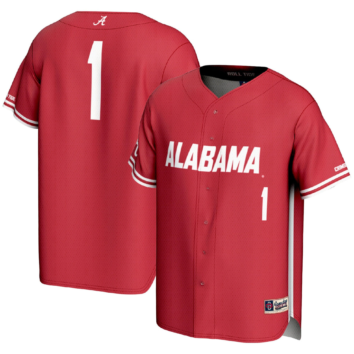 #1 Crimson Alabama Crimson Tide Lightweight Baseball Fashion Jersey