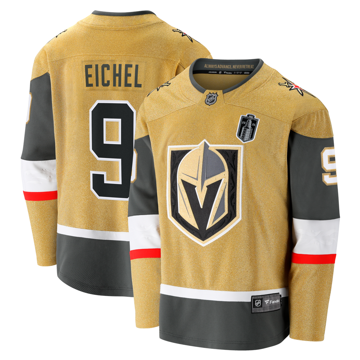 Vegas Golden Knights Jack Eichel Gold 2026 Stanley Cup Final Breakaway Hockey Jersey
