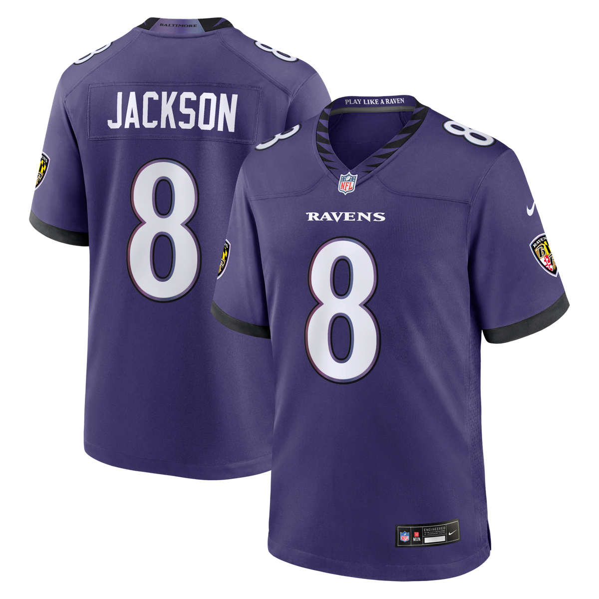Baltimore Ravens Lamar Jackson Purple Team Game Football Jersey