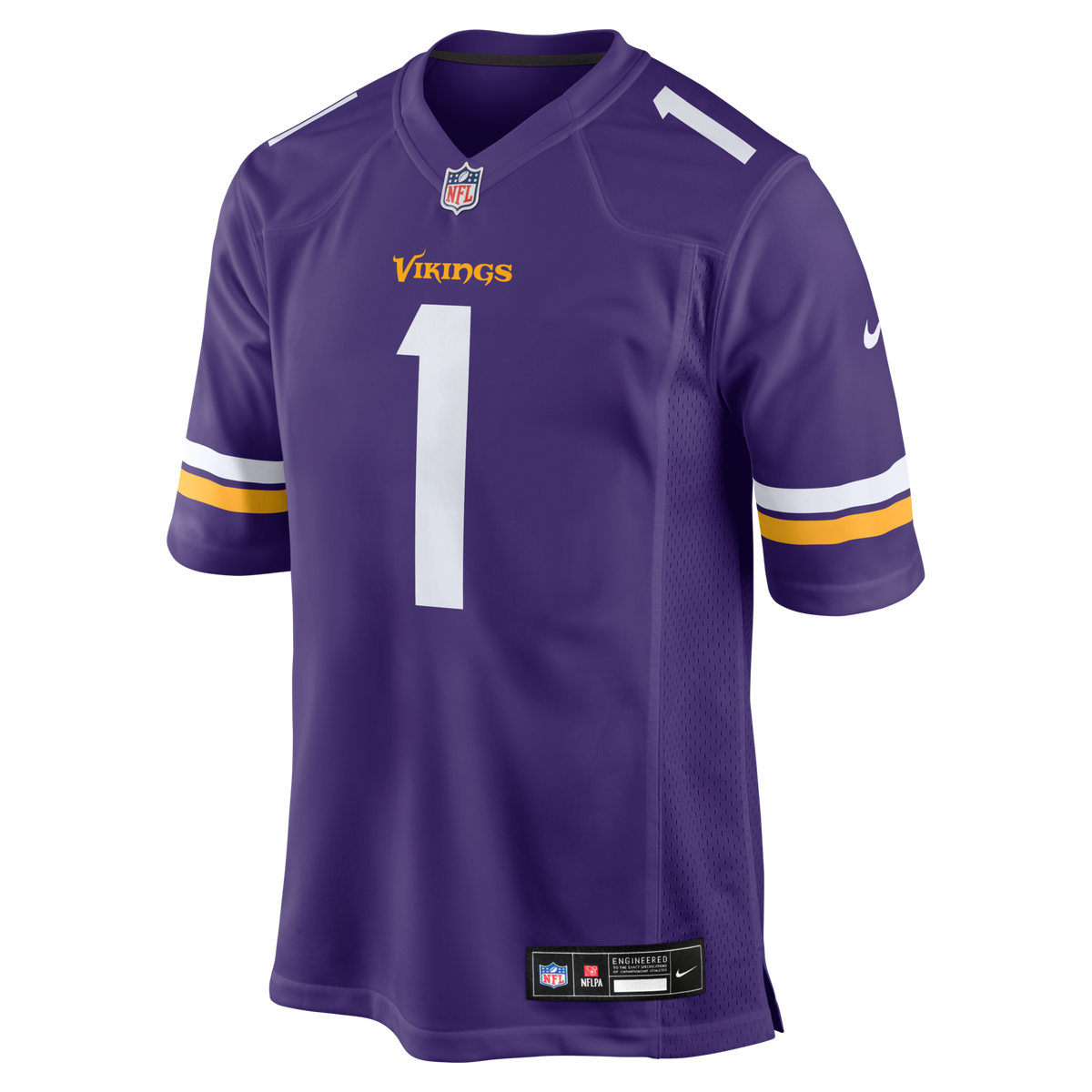 Minnesota Vikings Number 1 Groom Purple Game Football Jersey
